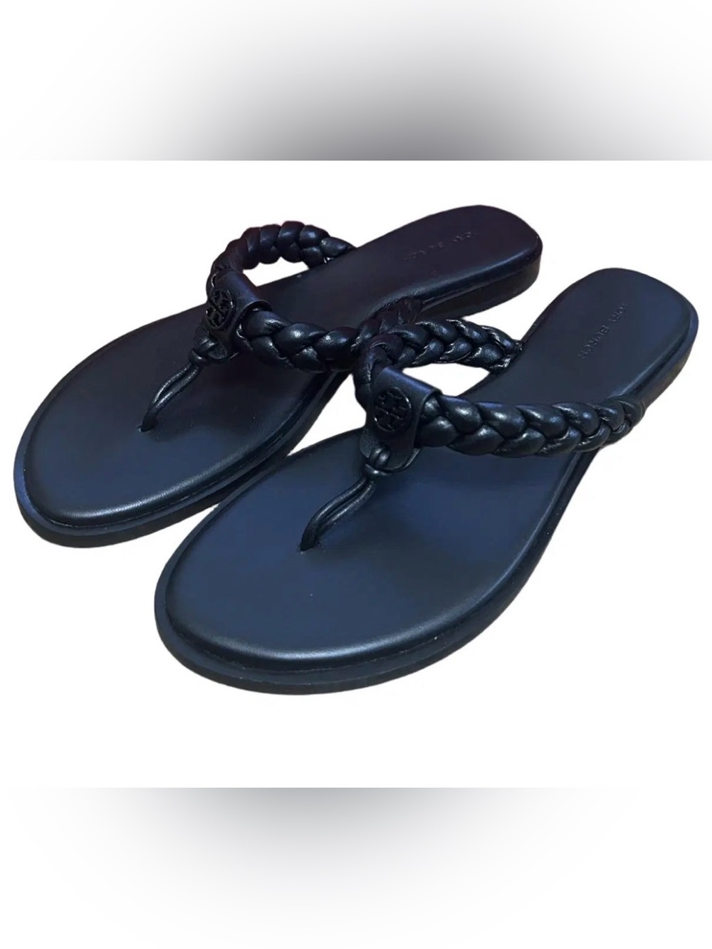 Tory Burch Black Braided Toe-Post Sandals